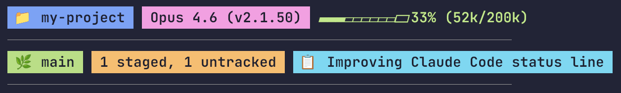 Custom Claude Code status line
